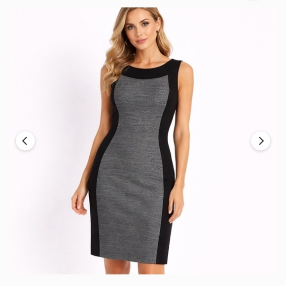 Calvin Klein Dresses & Skirts - Calvin Klein Black and Light Gray Sheath Midi Dress